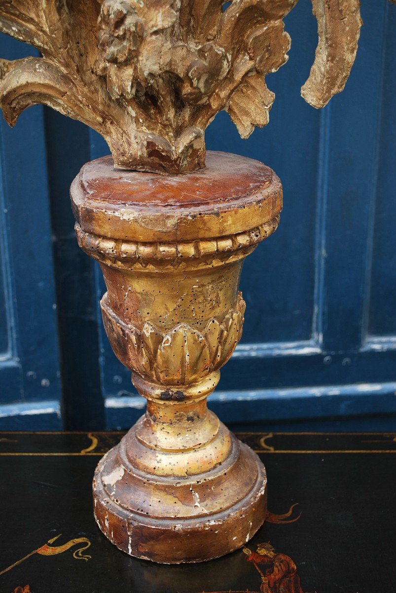 Vase In Carved Wood And Foliage Pattern XVIII-photo-2