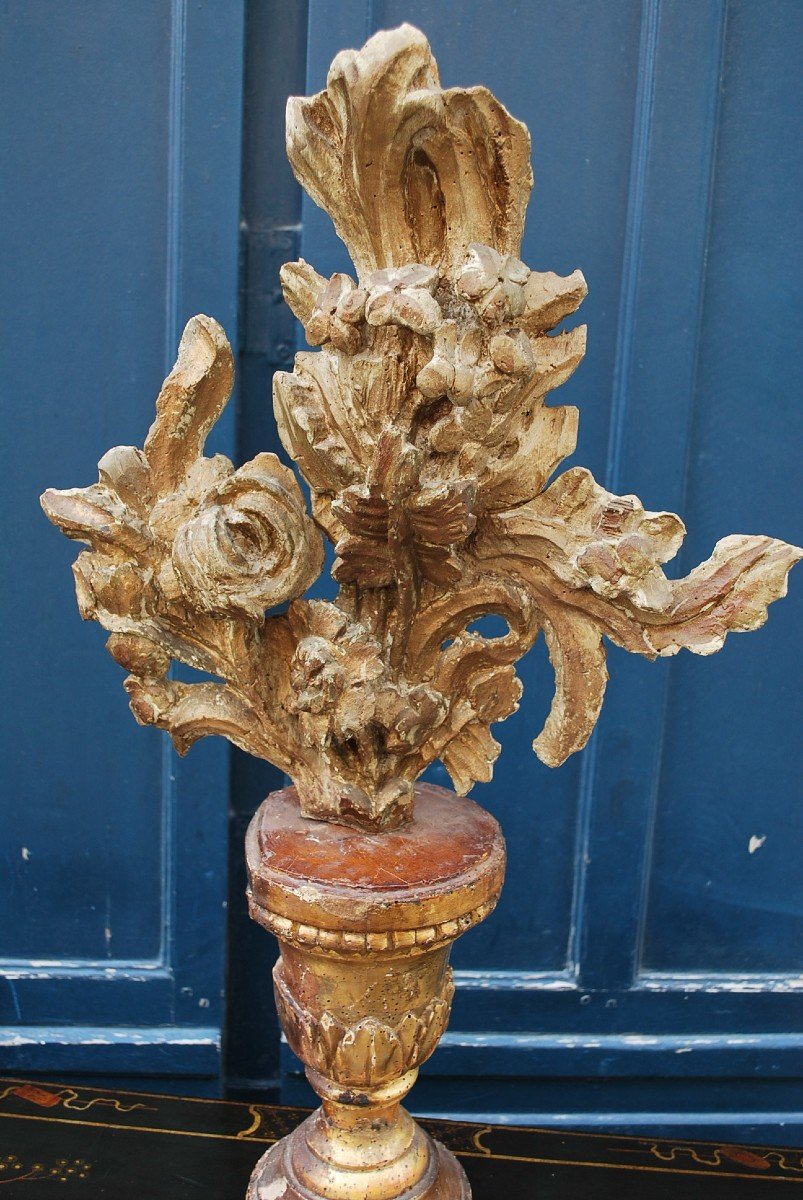 Vase In Carved Wood And Foliage Pattern XVIII-photo-3