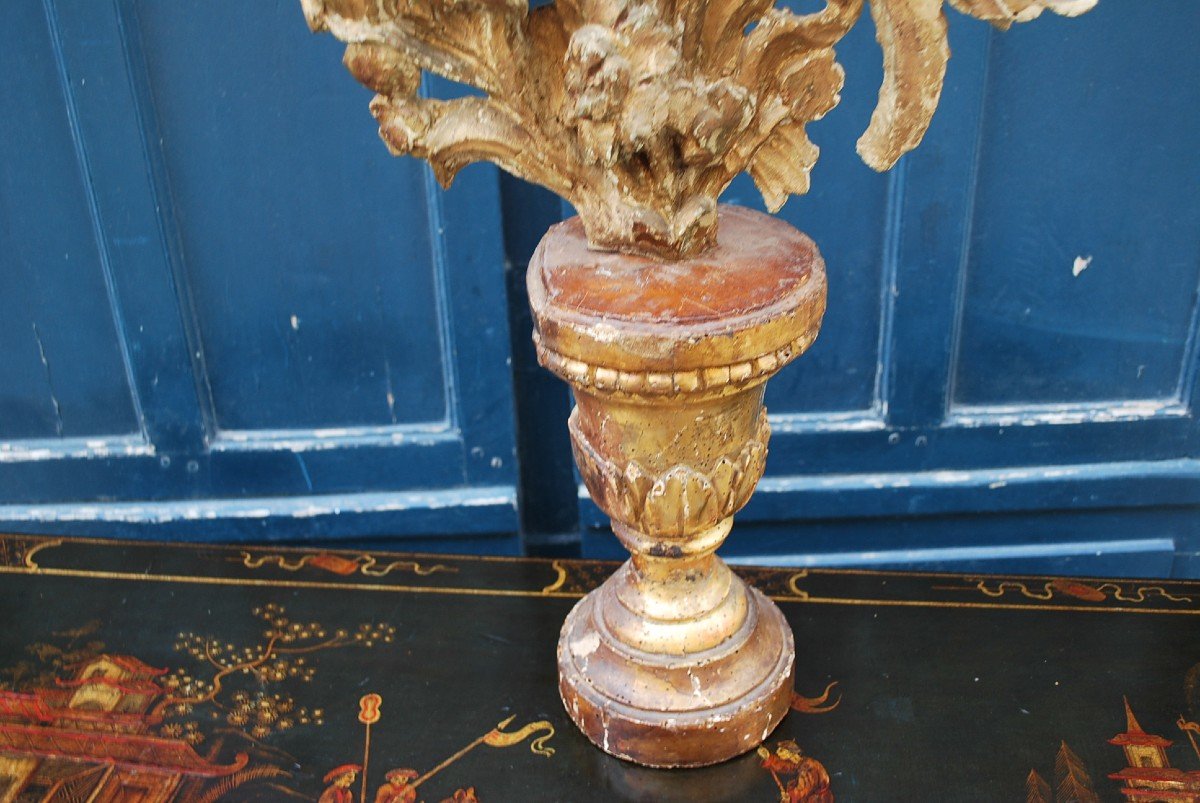Vase In Carved Wood And Foliage Pattern XVIII-photo-2