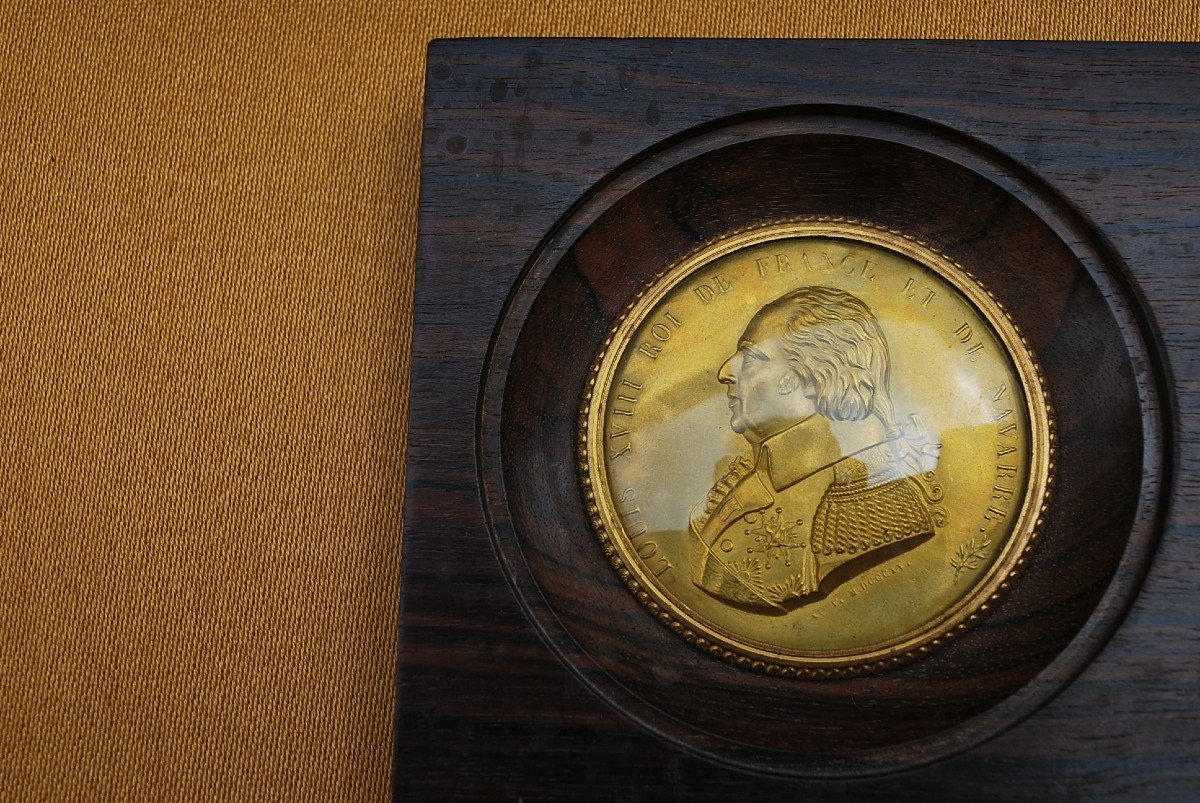 Louis  XVIII , Médaille En Bronze Encadrée  XIX-photo-4