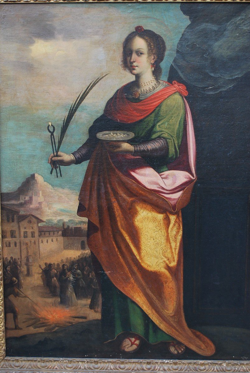 Importante Huile Suiveur De Zurbaran  Saint Apolline    école XVII-photo-2