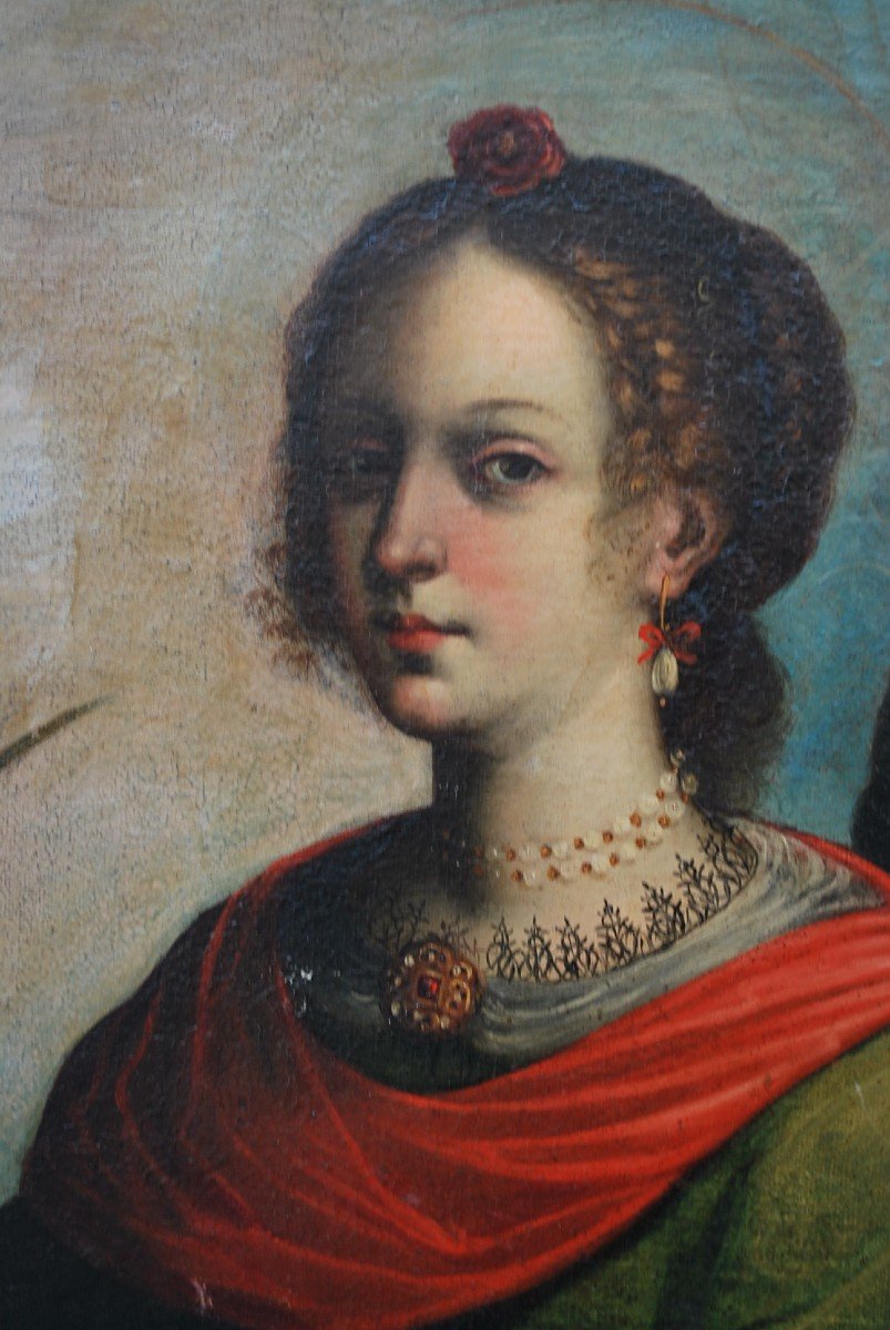 Importante Huile Suiveur De Zurbaran  Saint Apolline    école XVII-photo-3