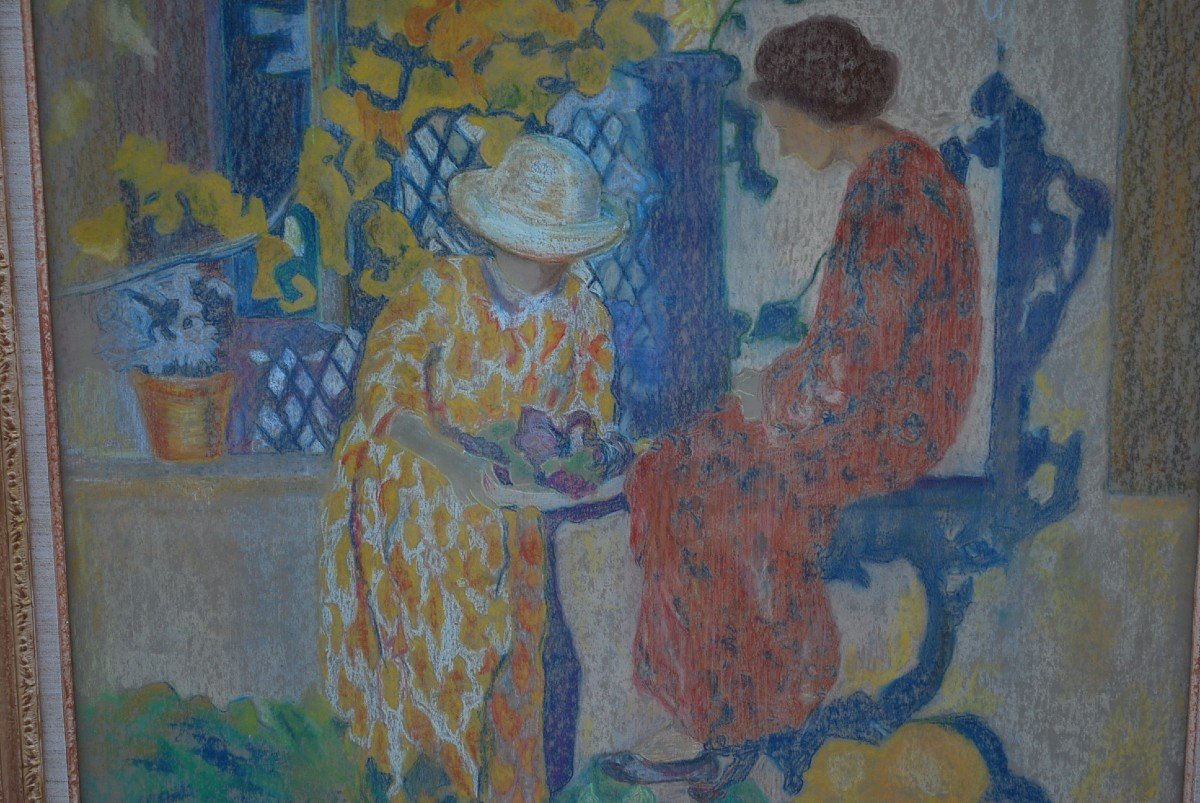 Vuillard , Suiveur De , Deux Femmes à La Terrasse , Pastel-photo-3