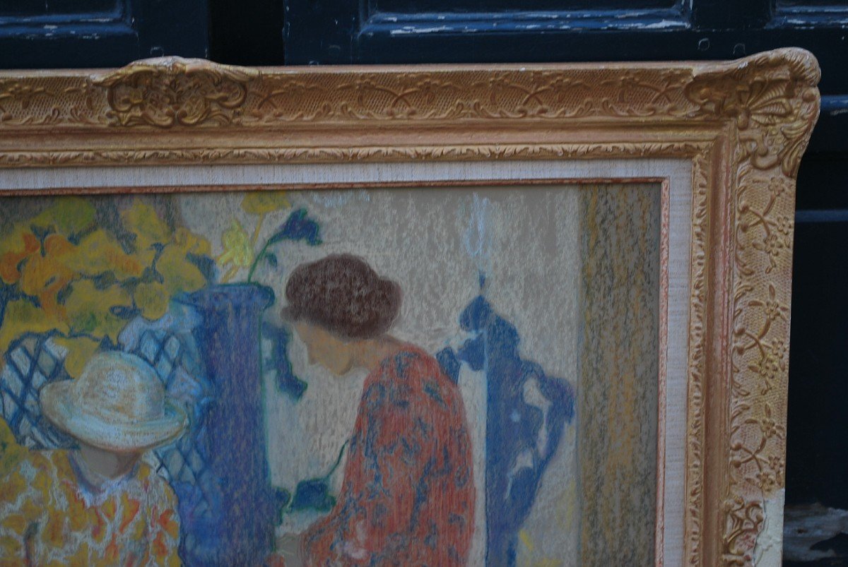 Vuillard , Suiveur De , Deux Femmes à La Terrasse , Pastel-photo-3