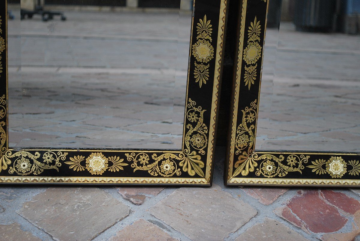 Paire De Miroirs En Verre églomisé D époque Charles X-photo-3