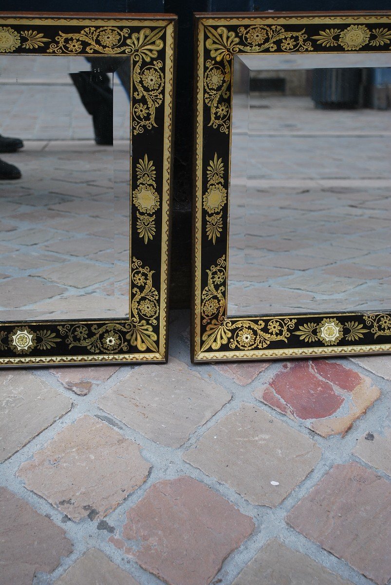 Paire De Miroirs En Verre églomisé D époque Charles X-photo-6