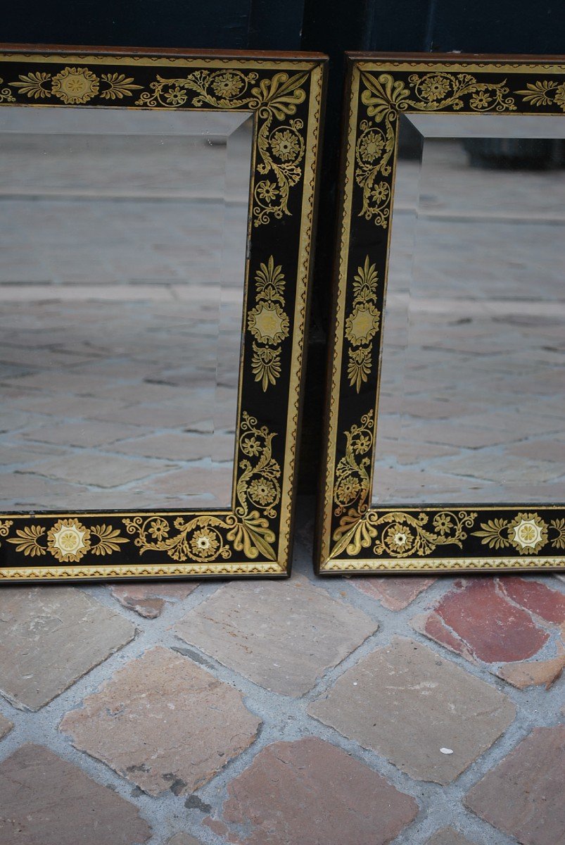 Paire De Miroirs En Verre églomisé D époque Charles X-photo-7