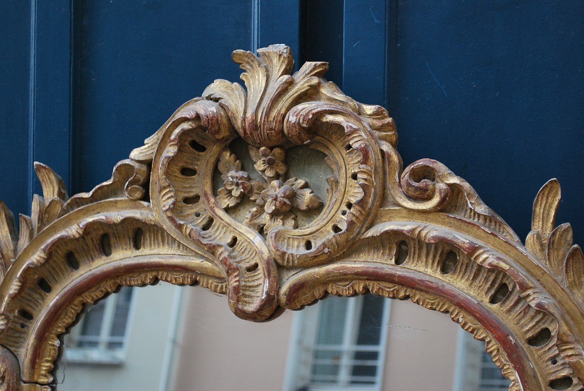 Beautiful Louis XV Period Gilded Wood Mirror, Provence XVIII-photo-2