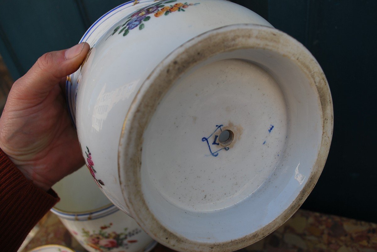 Sèvres , Paire De Cache Pots et glacières En Porcelaine Du XVIII -photo-4