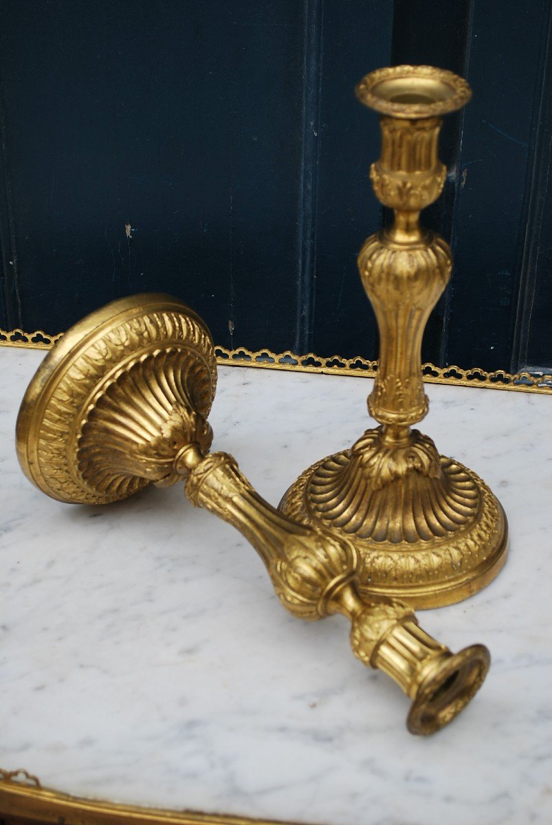 Paire De Bougeoirs D époque Louis XVI , Fin XVIII-photo-2