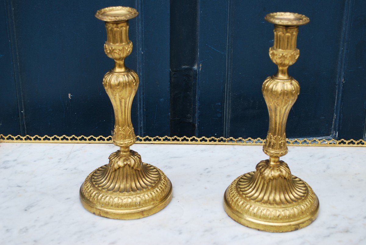 Paire De Bougeoirs D époque Louis XVI , Fin XVIII-photo-4
