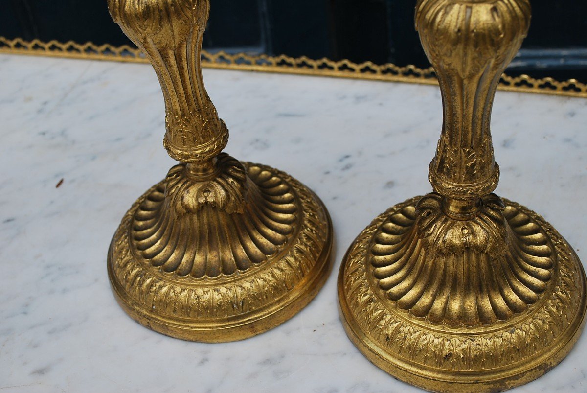 Paire De Bougeoirs D époque Louis XVI , Fin XVIII-photo-6