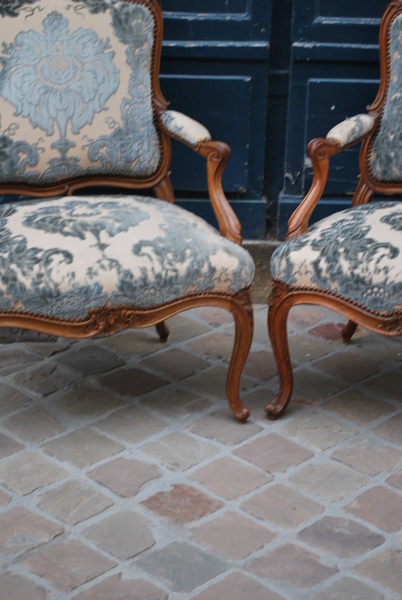 Paire De Fauteuils à La Reine D époque Louis XV , Estampille De Blanchard   XVIII-photo-2