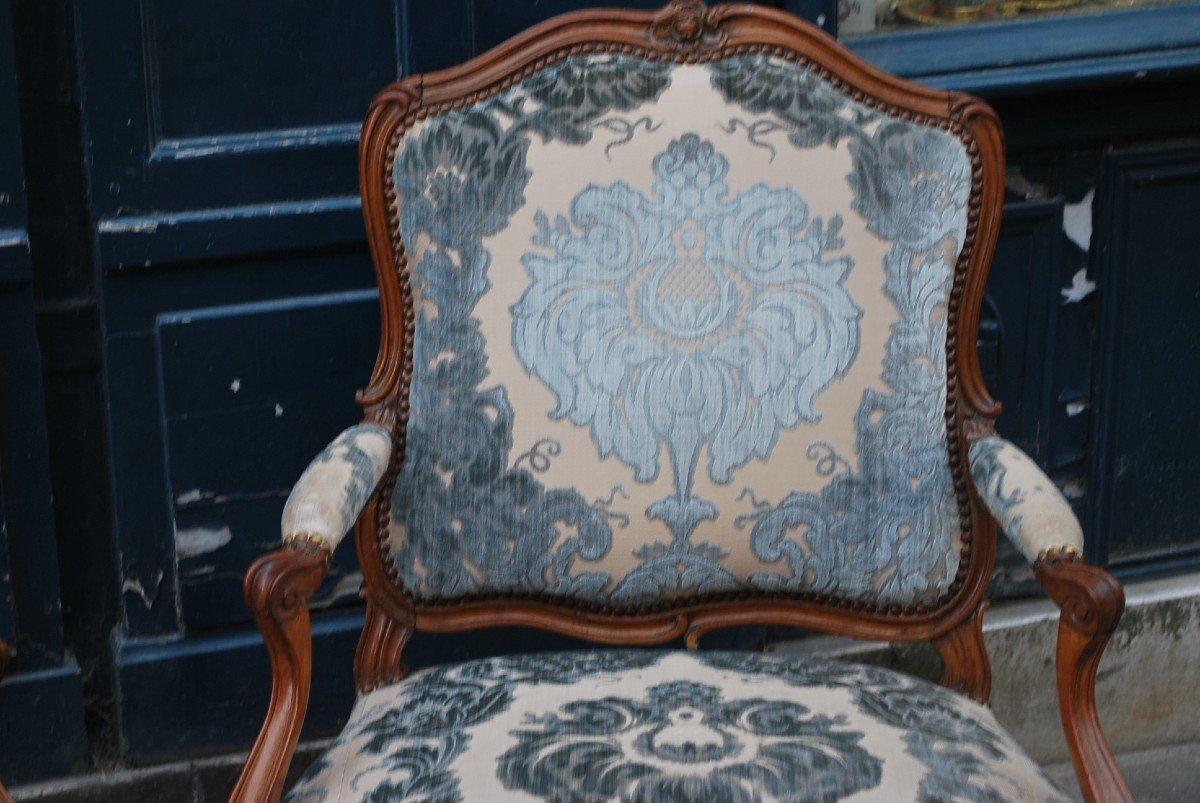 Paire De Fauteuils à La Reine D époque Louis XV , Estampille De Blanchard   XVIII-photo-7