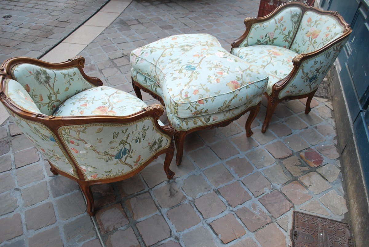 Chaise Longue En Trois Partie De Style Louis XV-photo-4