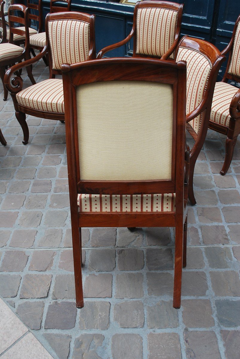 Beautiful Set Of Six Mahogany Armchairs From Charles X Period-photo-5