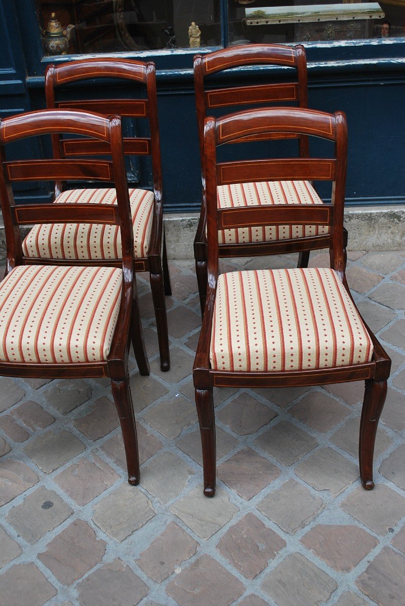 Beautiful Set Of Six Mahogany Armchairs From Charles X Period-photo-7