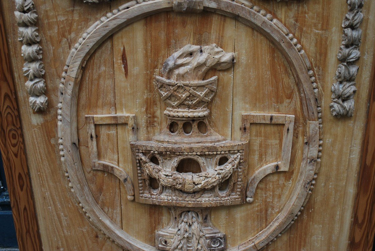 Paire De Grands Panneaux En Bois Naturel D époque Louis XVI ,vase Antique-photo-6