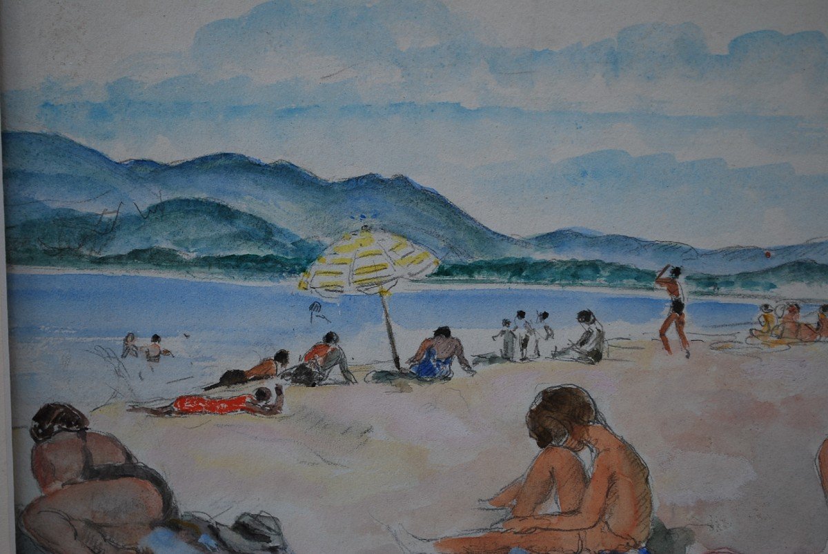 Henry Lebasque, Saint Tropez The Beach Watercolor-photo-3