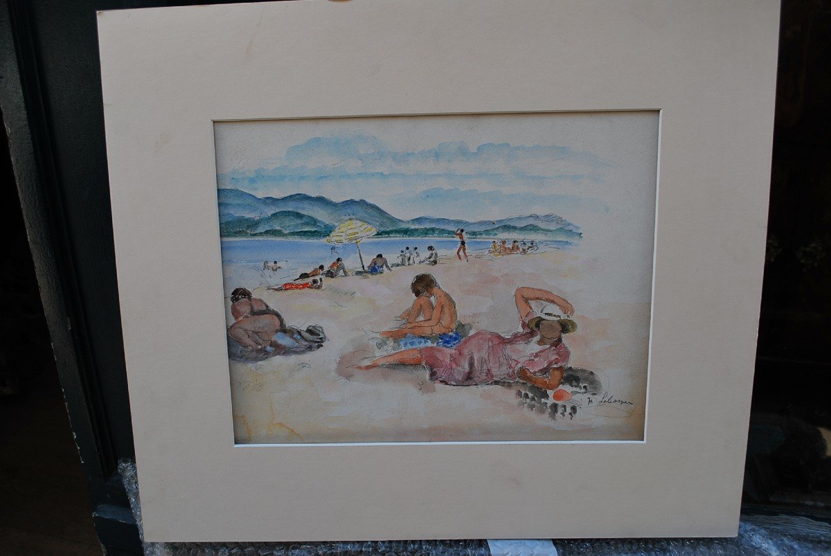 Henry Lebasque, Saint Tropez The Beach Watercolor-photo-5