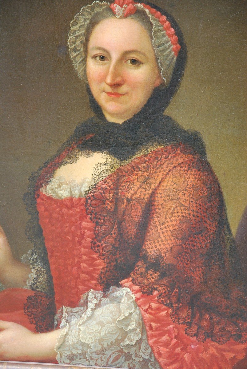 Nonotte Suiveur , Paire De Portraits Comte Et Comtesse D Auteuil  XVIII-photo-3