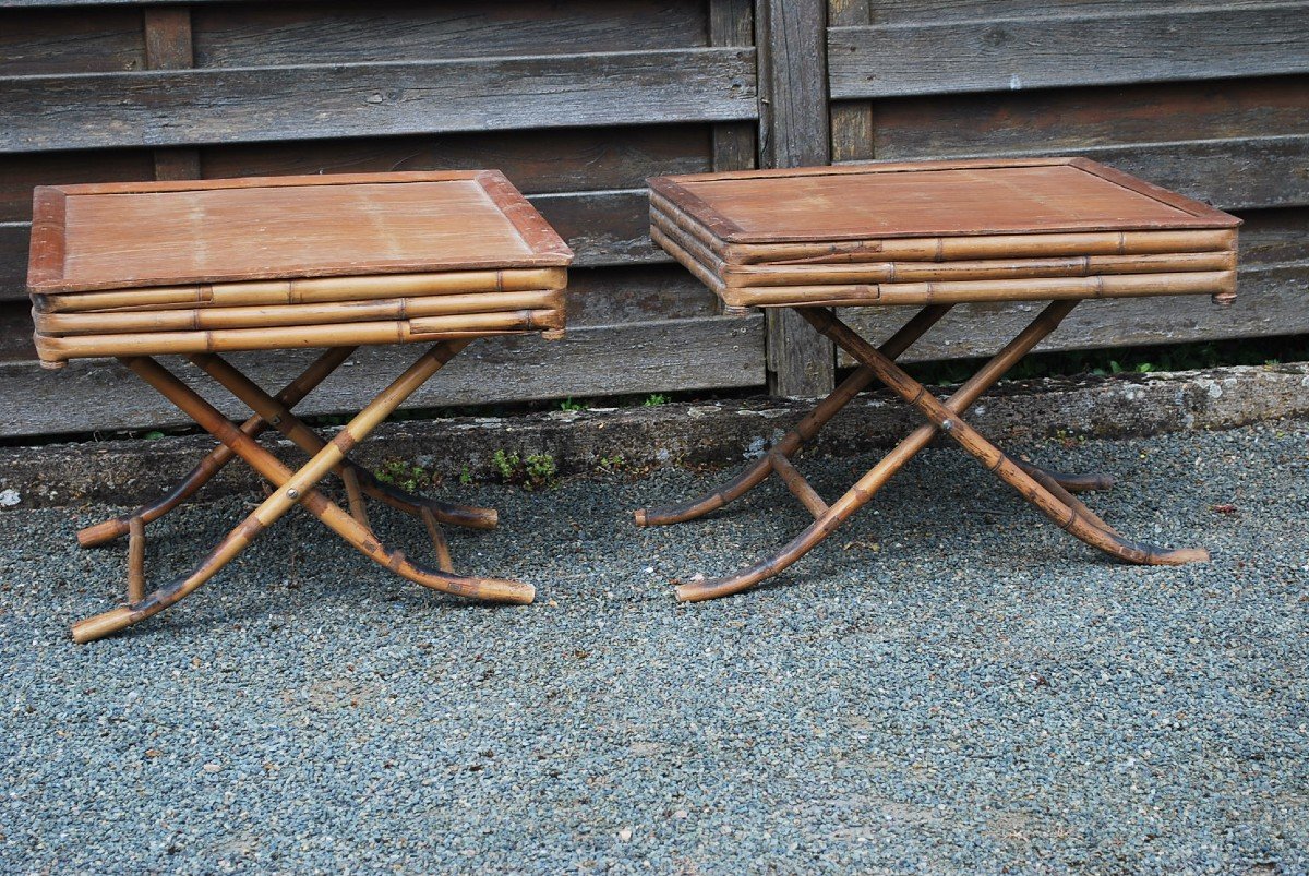 Pair Of 19th Century Bamboo Coffee Tables-photo-3