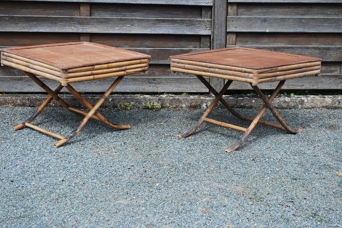 Pair Of 19th Century Bamboo Coffee Tables-photo-4