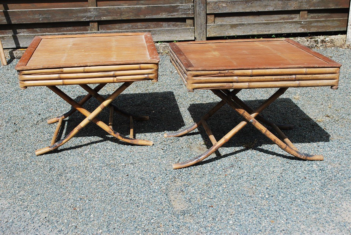 Pair Of 19th Century Bamboo Coffee Tables-photo-1