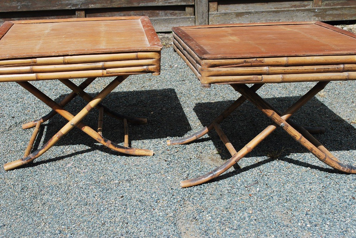 Pair Of 19th Century Bamboo Coffee Tables-photo-2
