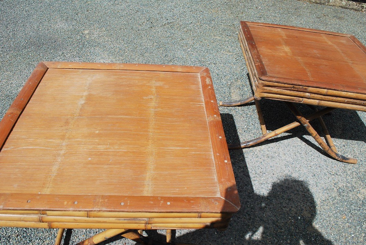 Pair Of 19th Century Bamboo Coffee Tables-photo-3