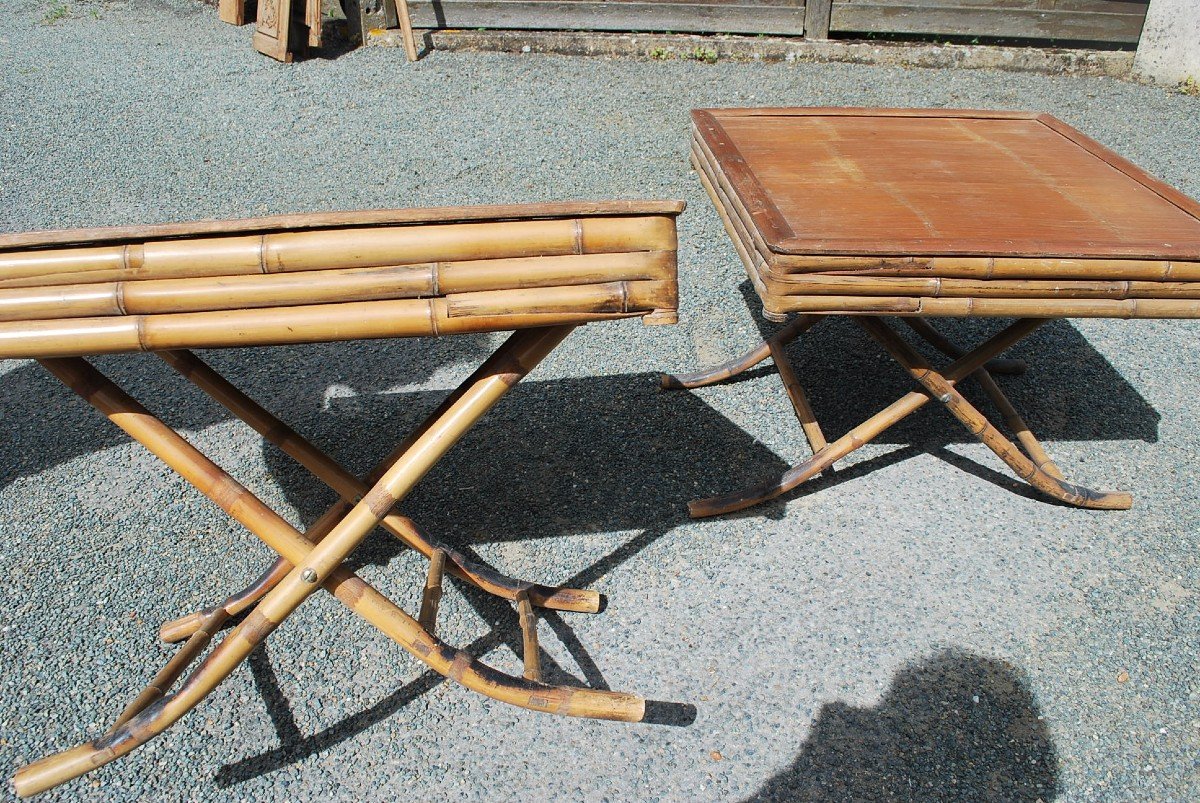 Pair Of 19th Century Bamboo Coffee Tables-photo-5