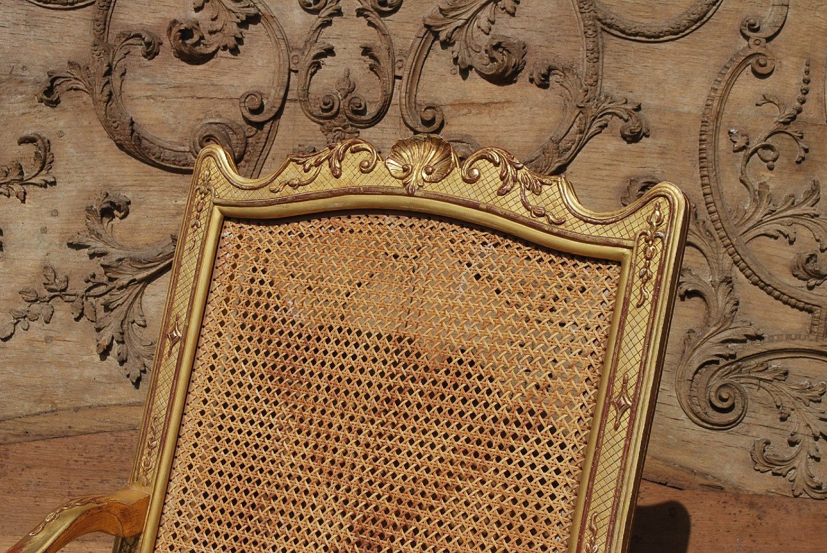 Regence Period Ceremonial Armchair In Golden Wood -photo-2