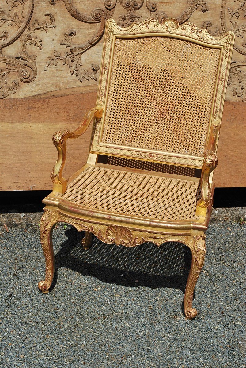 Regence Period Ceremonial Armchair In Golden Wood -photo-3