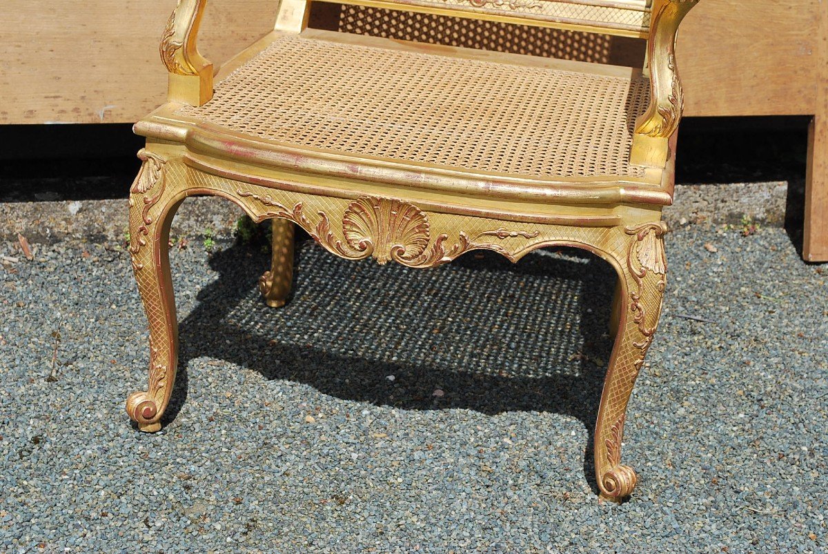 Regence Period Ceremonial Armchair In Golden Wood -photo-4