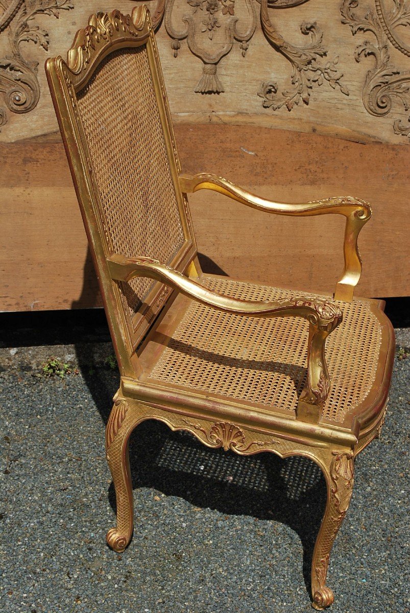 Regence Period Ceremonial Armchair In Golden Wood -photo-1