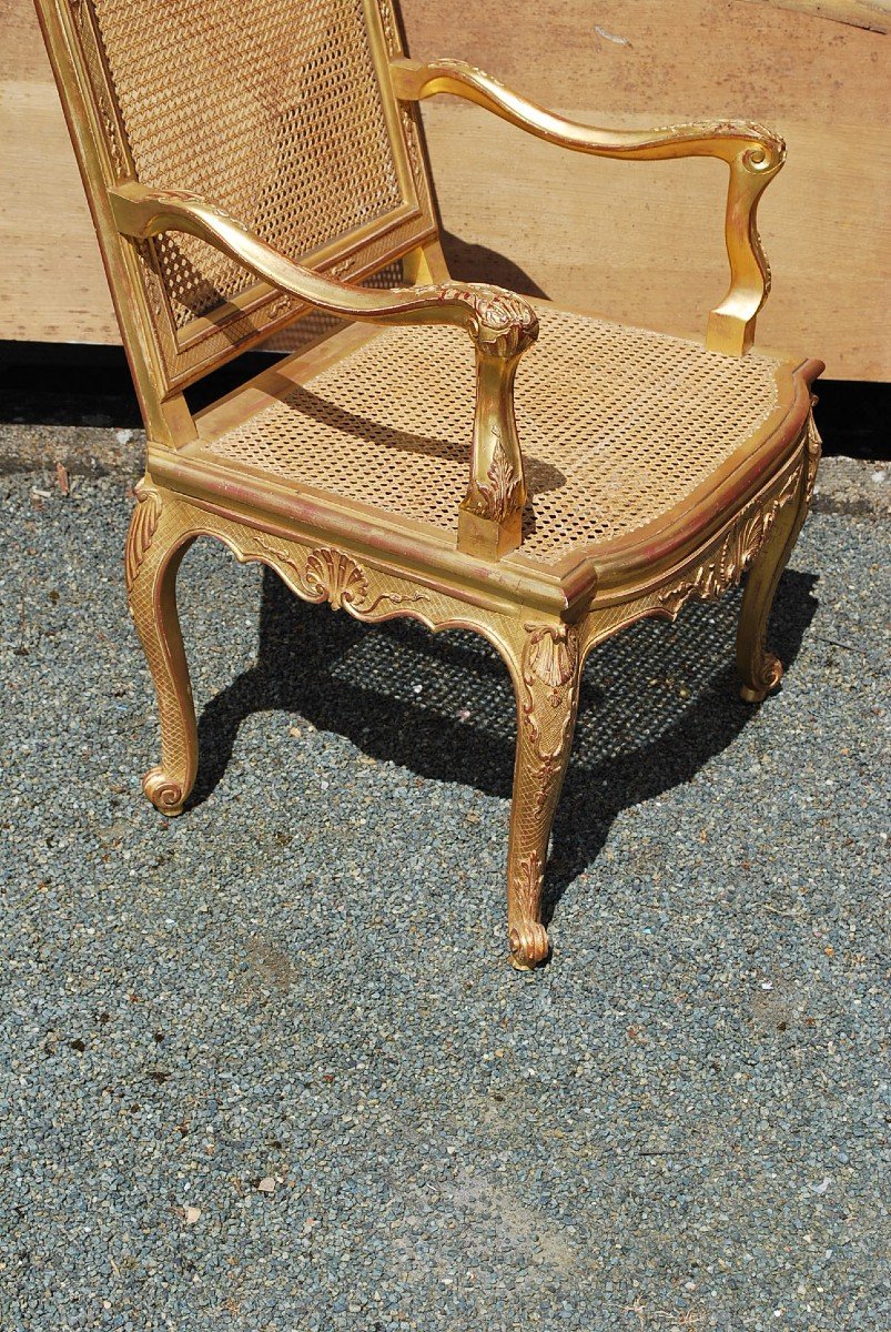 Regence Period Ceremonial Armchair In Golden Wood -photo-2