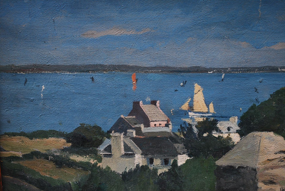 View Of Brittany, Oil On Canvas By Renée Carpentier-photo-4