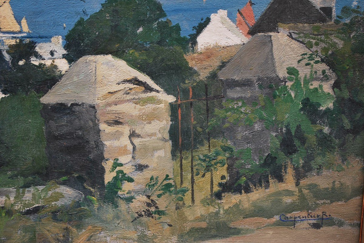 View Of Brittany, Oil On Canvas By Renée Carpentier-photo-2