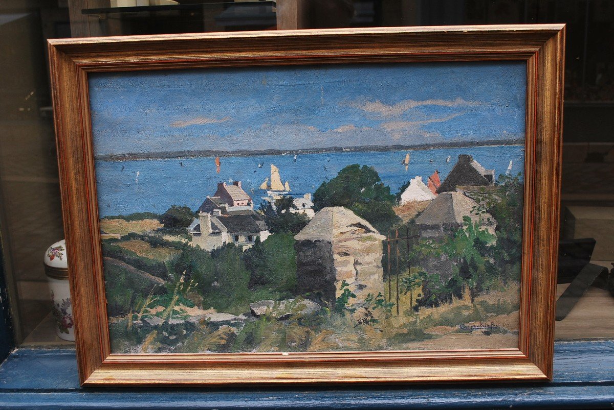 View Of Brittany, Oil On Canvas By Renée Carpentier-photo-5
