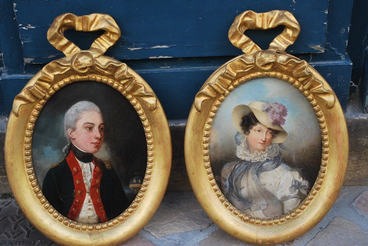 Pair Of Charming Portraits Of The Marquis Of Louans And Ormenans-photo-2