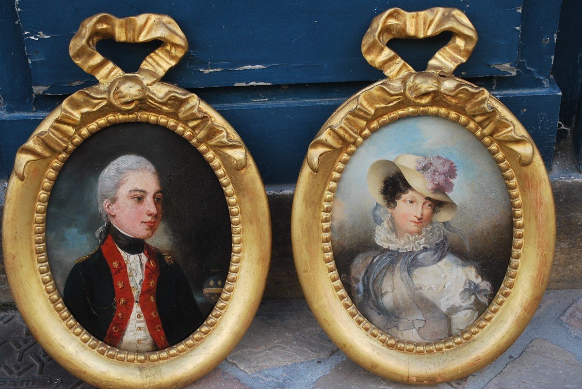 Pair Of Charming Portraits Of The Marquis Of Louans And Ormenans-photo-3