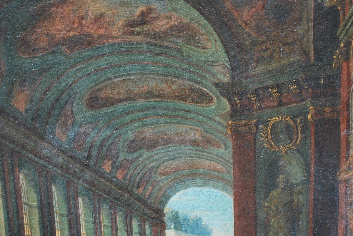 Ecole Française XVIII , Vue Fantastique De Colonnades   De Palais Avec Personnages-photo-8
