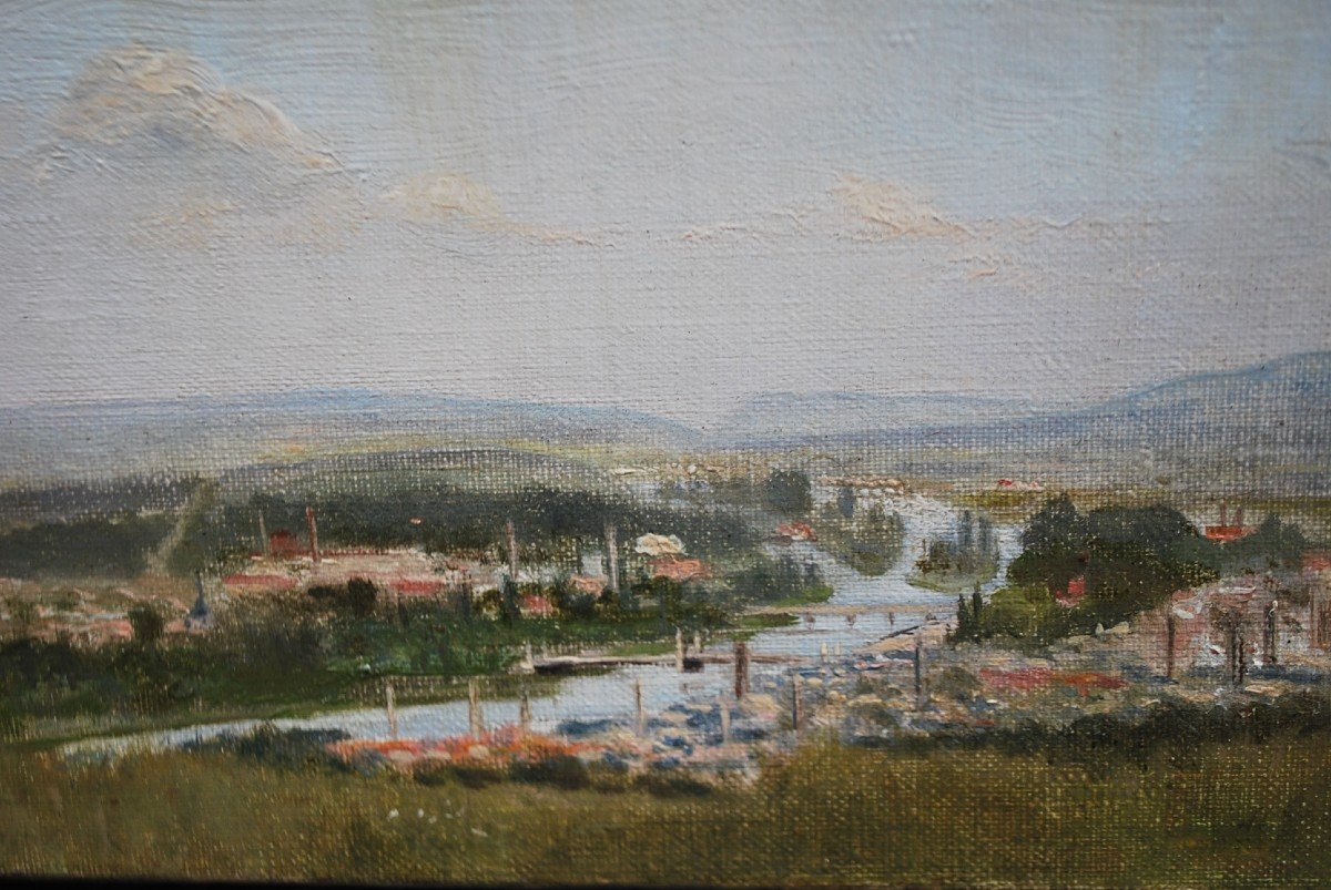 Vue D Elbeuf  ,huile Sur Toile XIX
