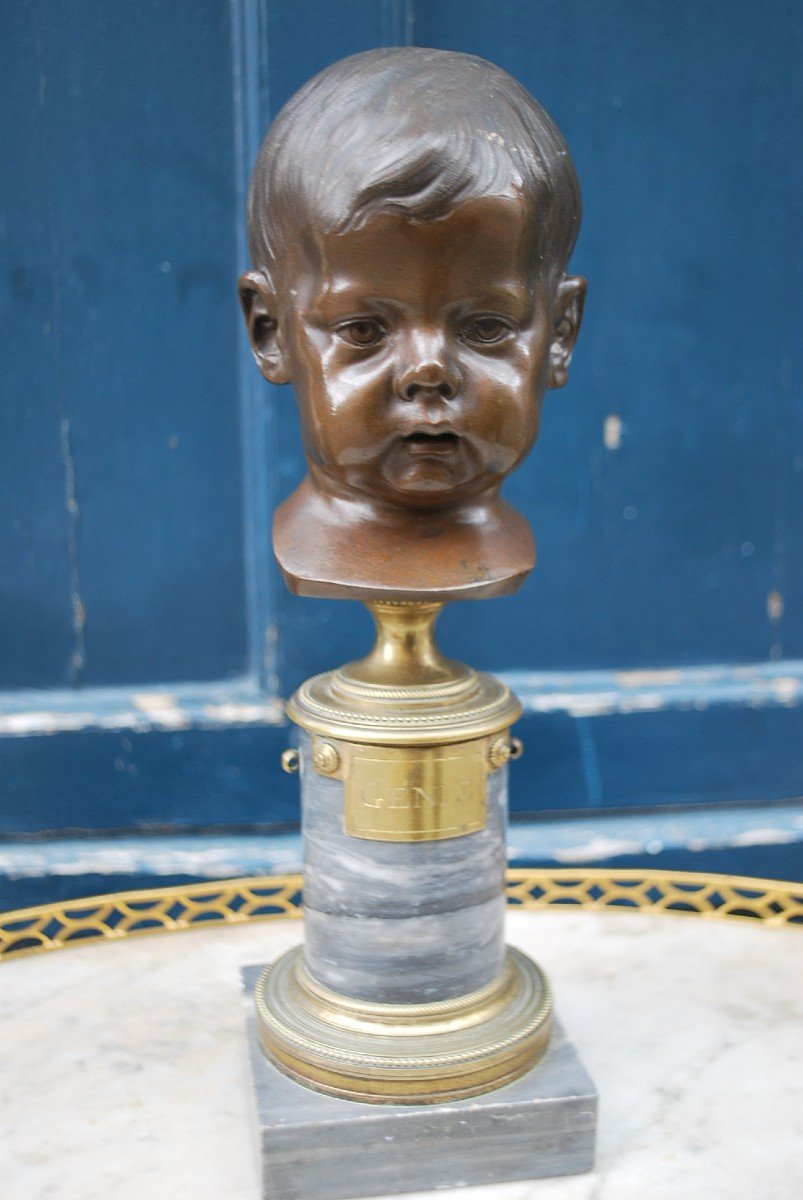 Charming Bust In Bronze And Marble From Louis XVI Period -photo-3