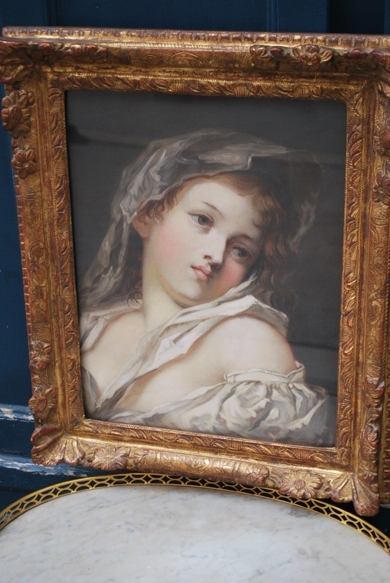 Greuze Follower Of, Portrait Of A Young French School Girl-photo-2