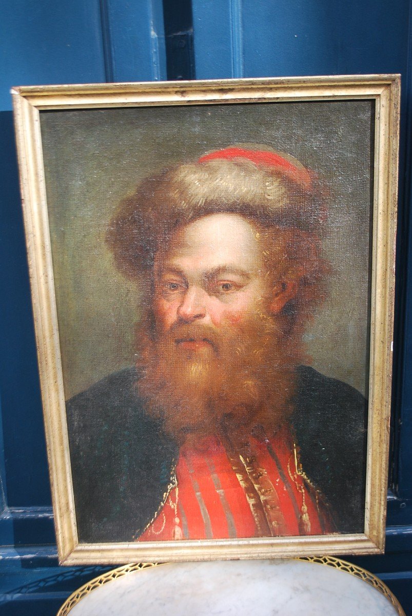 Bearded Man In Turban, Oil On Canvas-photo-2