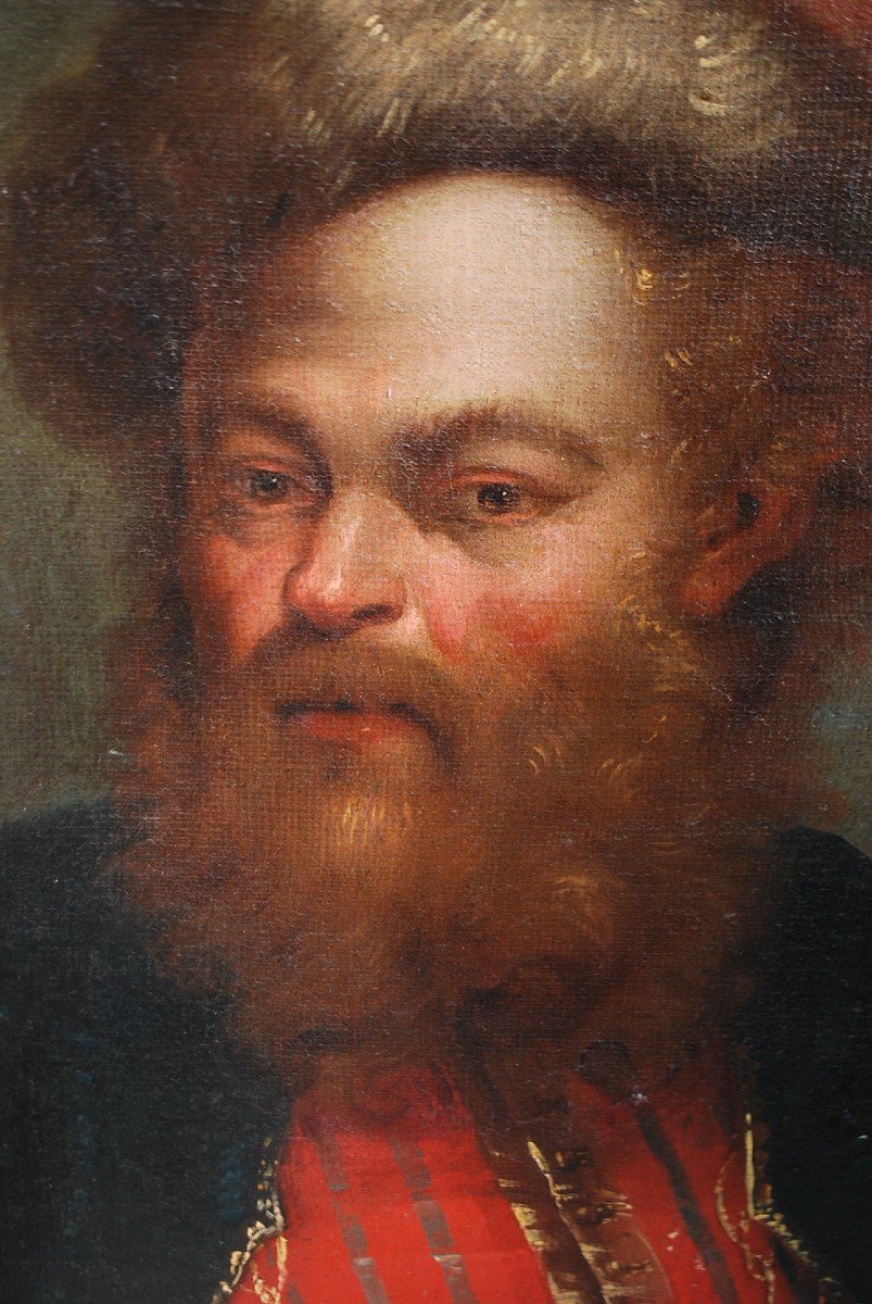 Bearded Man In Turban, Oil On Canvas-photo-3