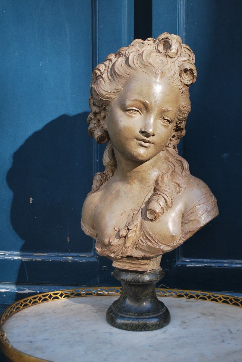 Bust Of Young Girl, Signed By Ferdinand Cian, XVIII Style