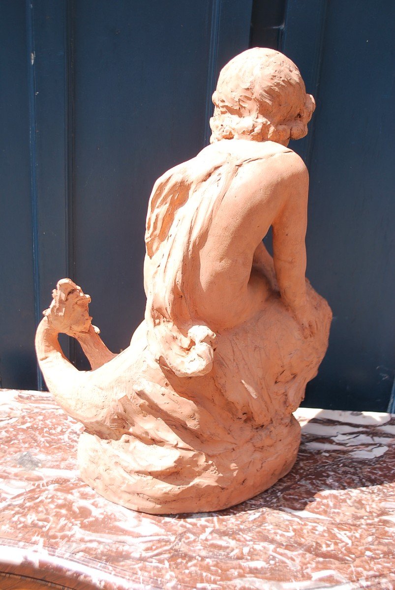 Beautiful Terracotta XVIII Child Riding A Fish-photo-3
