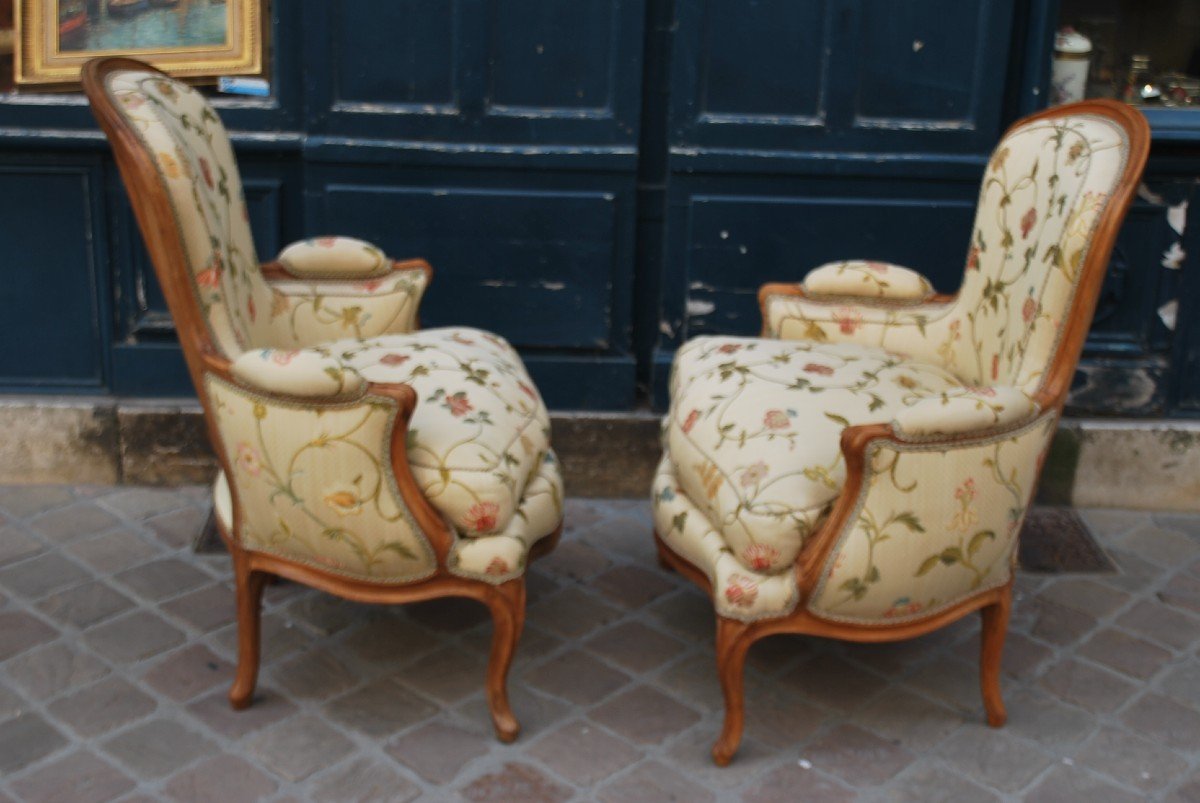 Deux Bergères D époque Louis XV   Estampille BRIZARD     XVIII-photo-4